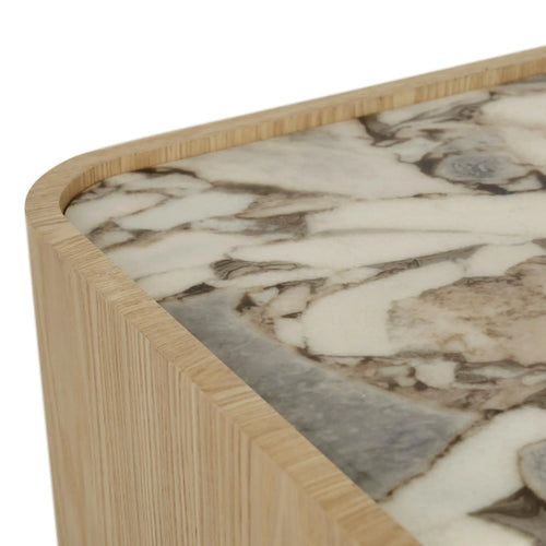  Elsie Bedside Table - Matt Ocean Marble - Natural Ash Bedside Table