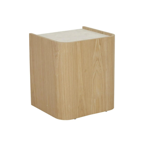  Elsie Bedside Table - Matt White Marble - Natural Ash Bedside Table