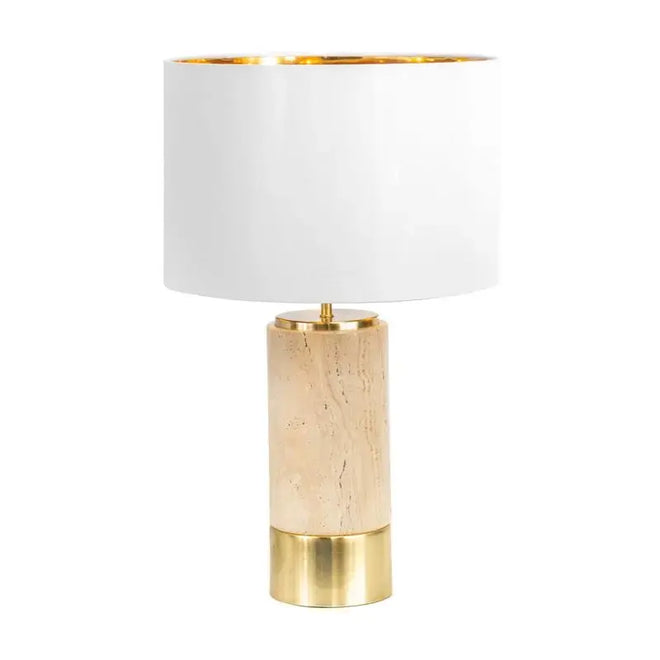 Gerroa Luxury Table Lamp - Travertine & Brass