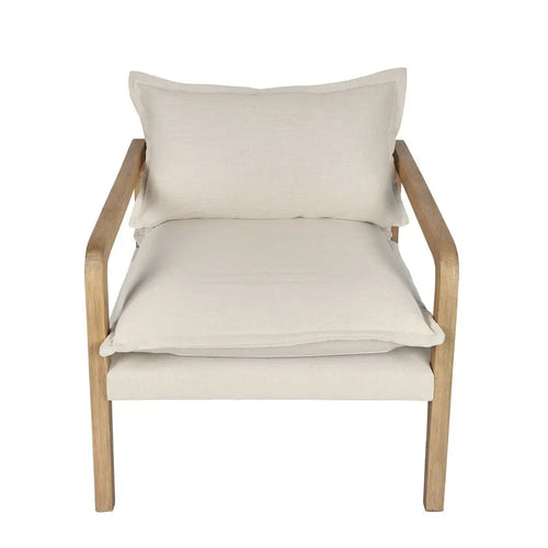  Hamilton Armchair - Wood & Cream Linen Occasional Chairs