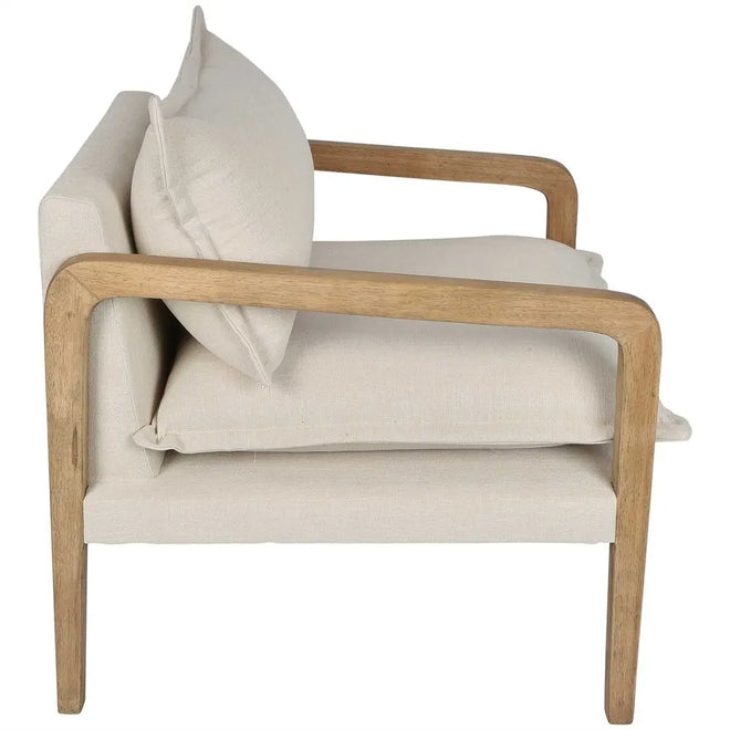  Hamilton Armchair - Wood & Cream Linen Occasional Chairs