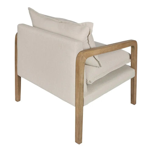  Hamilton Armchair - Wood & Cream Linen Occasional Chairs