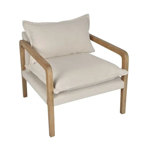  Hamilton Armchair - Wood & Cream Linen Occasional Chairs