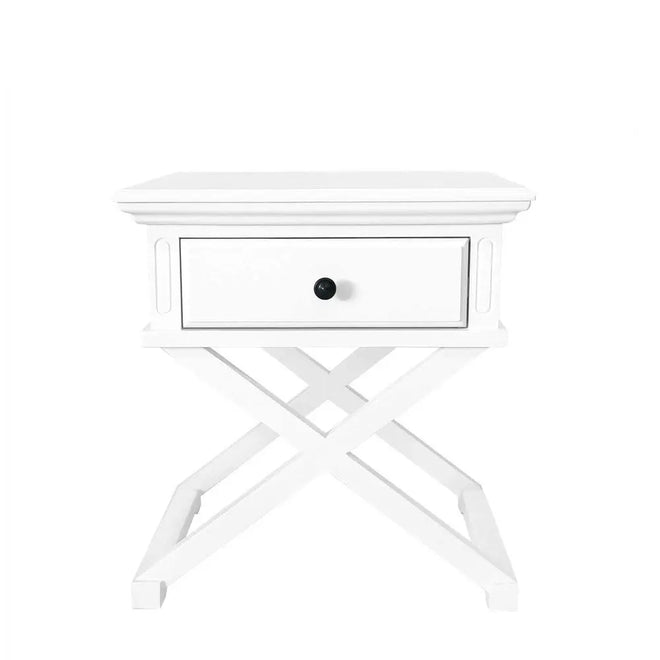  Hampton -  White Side Table with Drawer Side Table