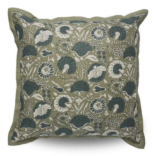 Heidi - Floral Print Olive Large Cushion
