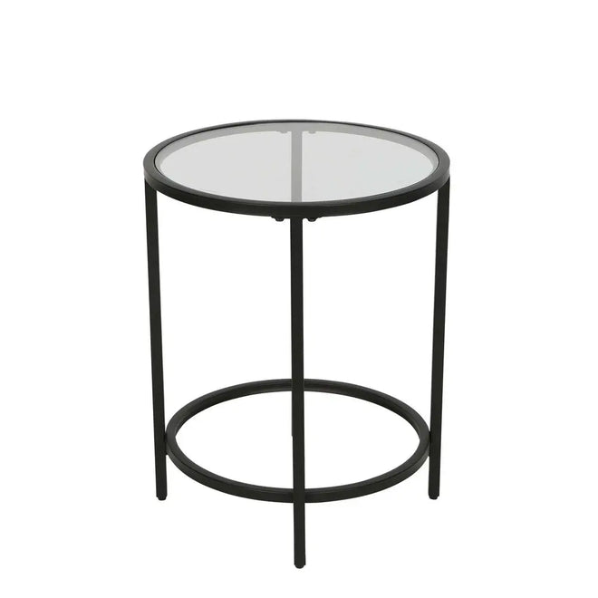  Hemingway - Round Black Glass Side Table Side Table