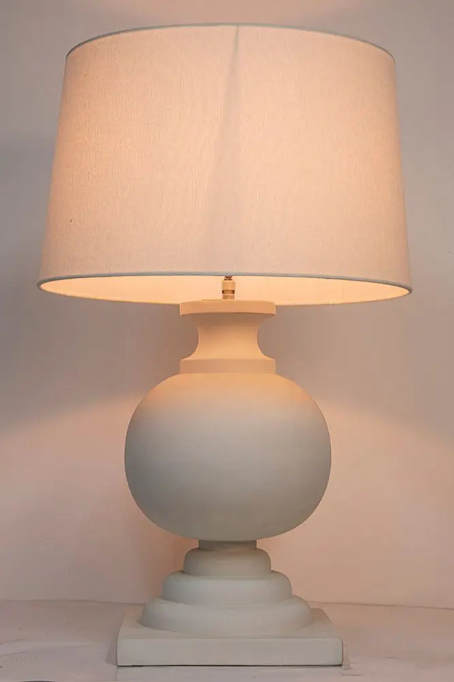  Hyams - White Timber Side Lamp Table Lamp