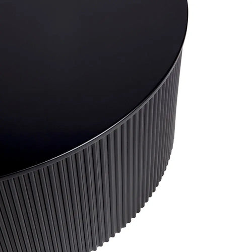  Manhattan - Black Ribbed Round Coffee Table Coffee Table