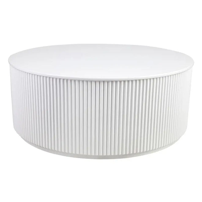  Manhattan - White Ribbed Round Coffee Table Coffee Table