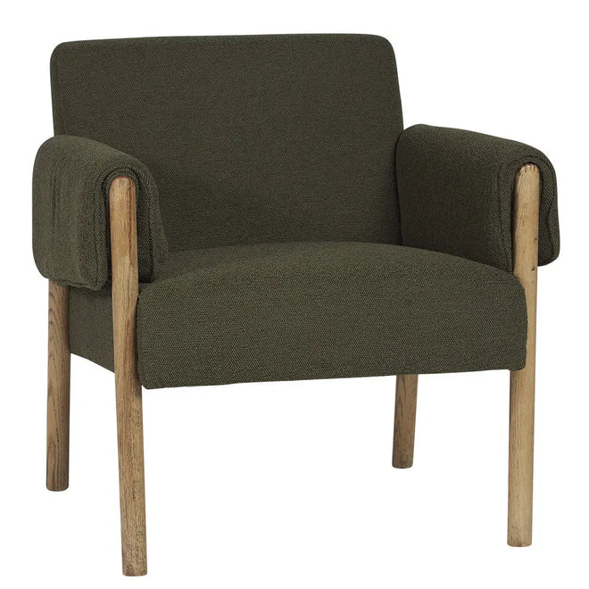 Manly - Moss Boucle & Oak - Armchair Occasional Chairs