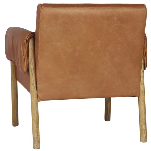  Manly - Tan Leather & Oak - Armchair Occasional Chairs