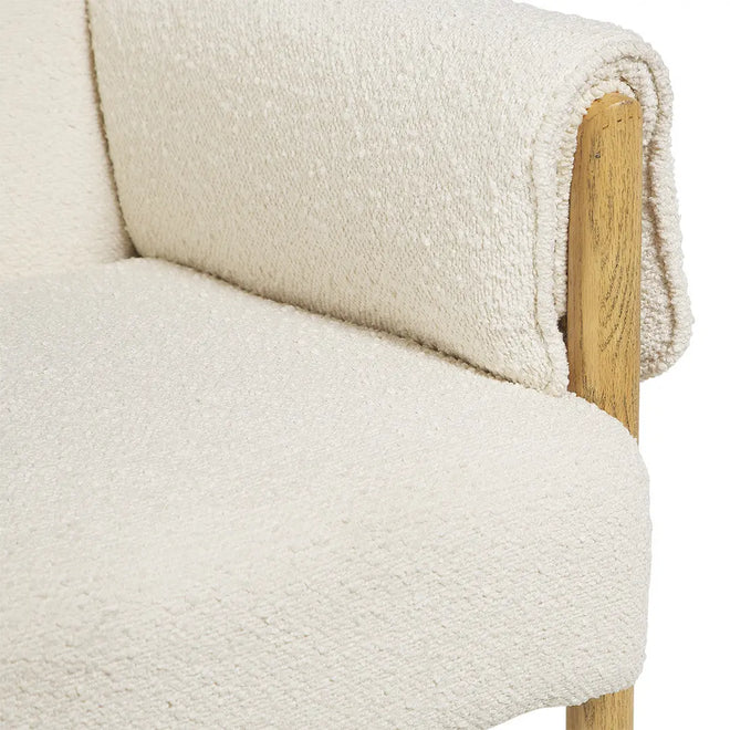  Manly - White Boucle & Oak - Armchair Occasional Chairs