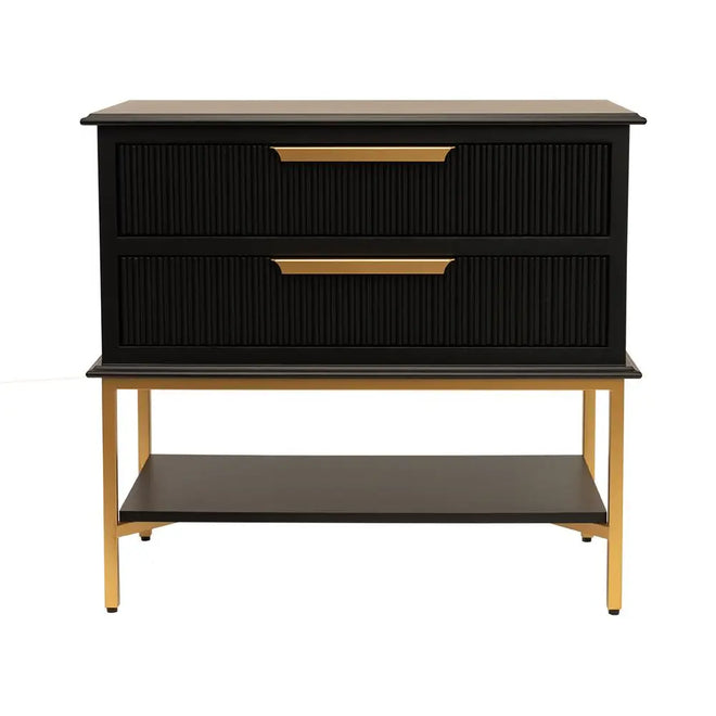  Miami - Black Ribbed Bedside Table Large Bedside Tables