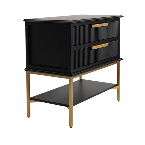  Miami - Black Ribbed Bedside Table Large Bedside Tables