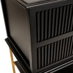  Miami - Black Ribbed Bedside Table Large Bedside Tables