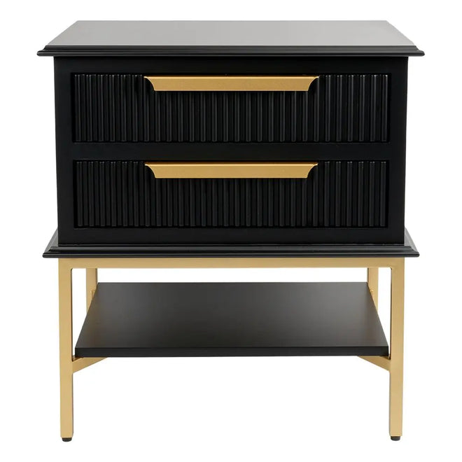  Miami - Black Ribbed Bedside Table Small Bedside Tables