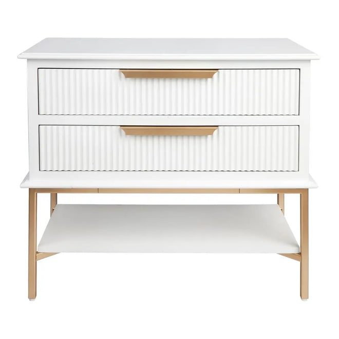  Miami - White Fluted Bedside Table Large Bedside Tables