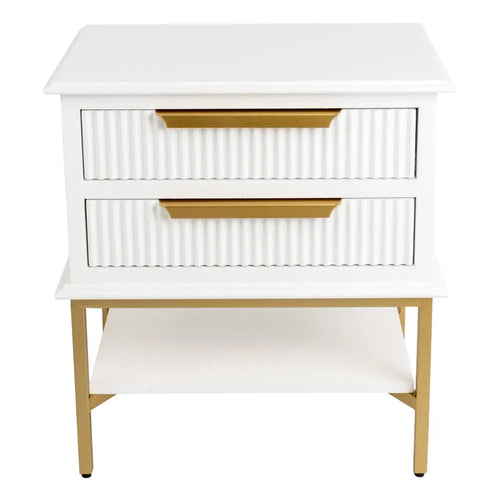  Miami - White Ribbed Bedside Table Small Bedside Tables