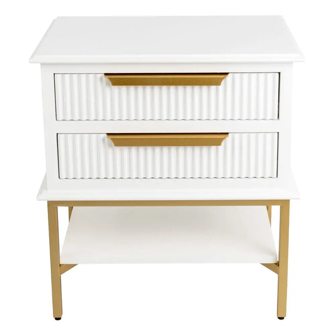  Miami - White Ribbed Bedside Table Small Bedside Tables