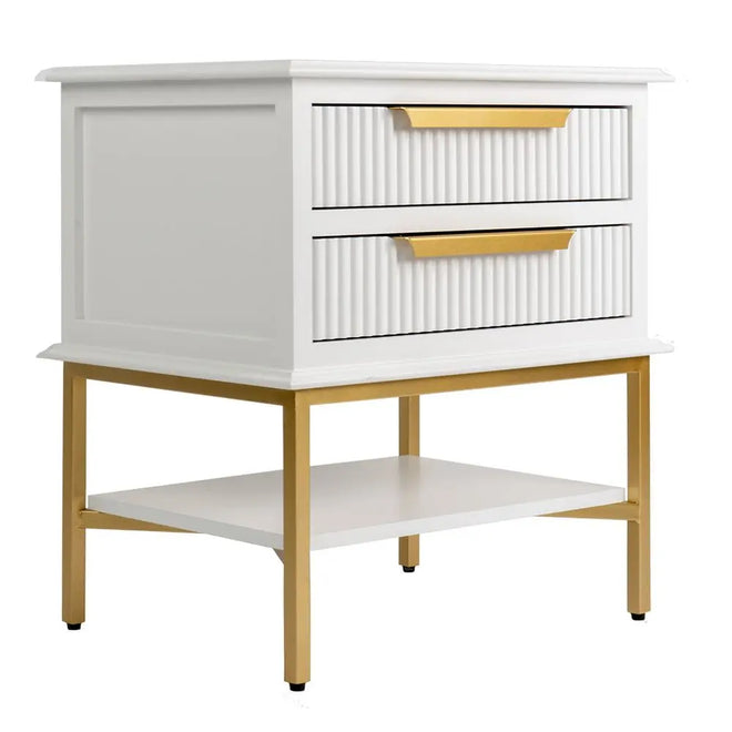  Miami - White Ribbed Bedside Table Small Bedside Tables