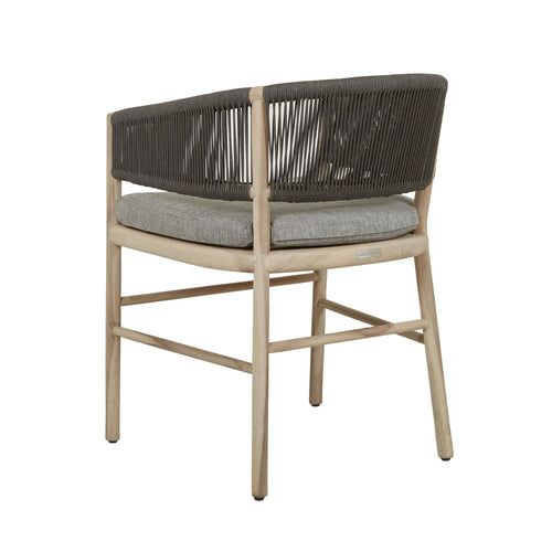  Modern Corsica Rope Outdoor Dining Armchair - Grey Marle - Aged Teak Dining Chairs