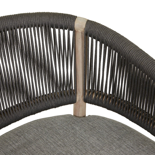  Modern Corsica Rope Outdoor Dining Armchair - Grey Marle - Aged Teak Dining Chairs