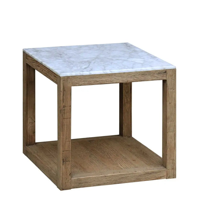  Montauk -  Solid Oak and Marble Side Table Side Table