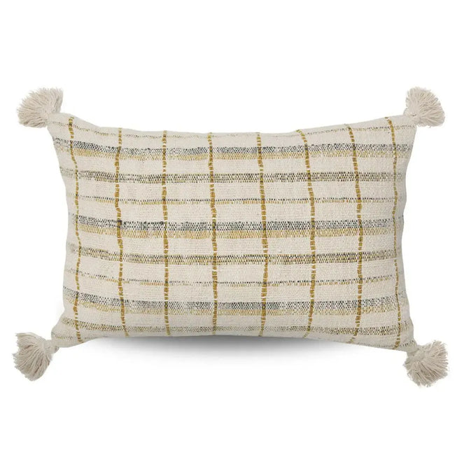 Mustard & Blue Weave Cushions Rectangle