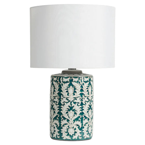 Narrabeen  Ceramic Table Lamp  - Green & White Print Table Lamp