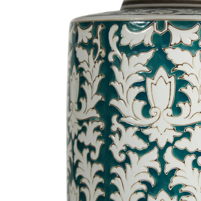  Narrabeen  Ceramic Table Lamp  - Green & White Print Table Lamp