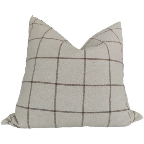  Natural Linen Brown Plaid Large Cushion Cushions