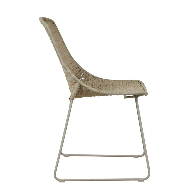  Normandy Sleigh Dining Chair - Oyster Weave - Linen Metal Dining Chairs