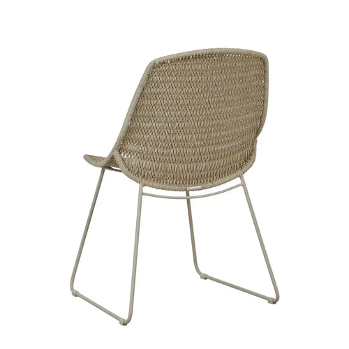  Normandy Sleigh Dining Chair - Oyster Weave - Linen Metal Dining Chairs