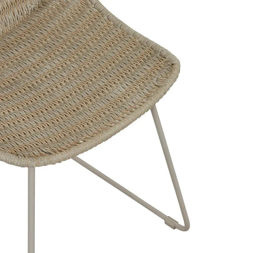  Normandy Sleigh Dining Chair - Oyster Weave - Linen Metal Dining Chairs