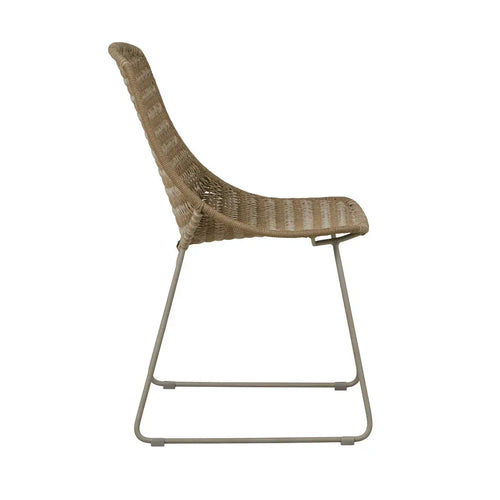  Normandy Sleigh Dining Chair - Pebble Weave - Platinum Dining Chairs