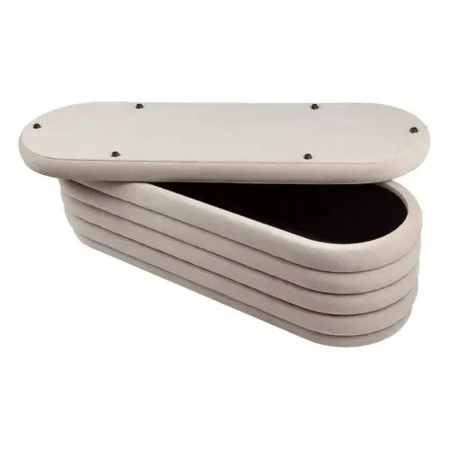  Nude Velvet Storage Bench Ottoman Ottoman