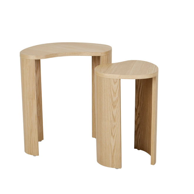  Oberon Curve Set of 2 Modern Side Table - Natural Ash Side Table