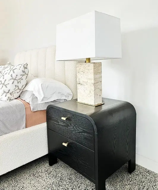  Paris Large Bedside Table with Drawers - Black Bedside Tables