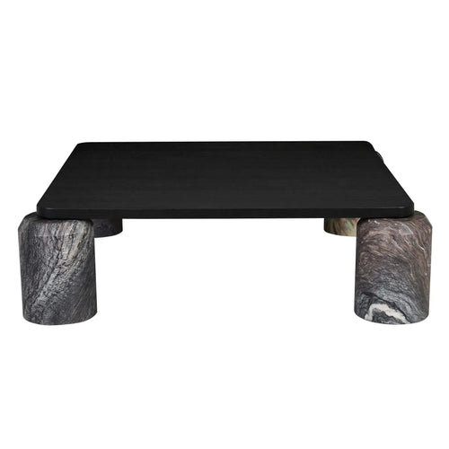  Pablo Marble Coffee Table Modern- Matt Dark Oak - Natural Storm Marble Coffee Table