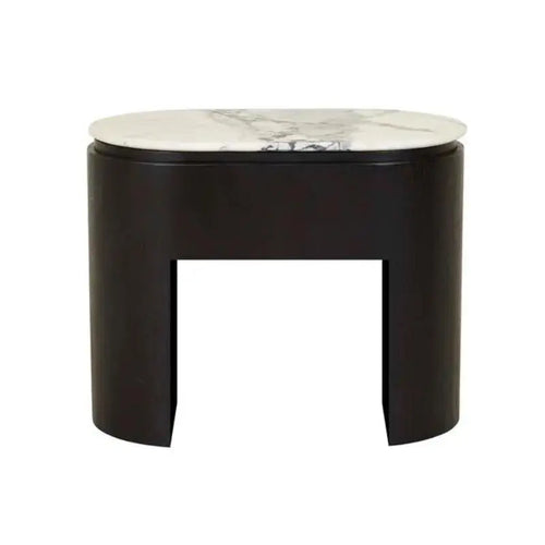  Pluto Open Bedside  Table - Matt Brown Vein Marble - Natural Ash Bedside Table