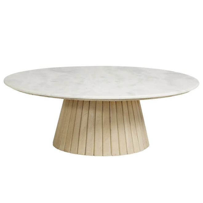  *Pre-order Banksia Round Coffee Table - Acacia Wood & Marble Coffee Table