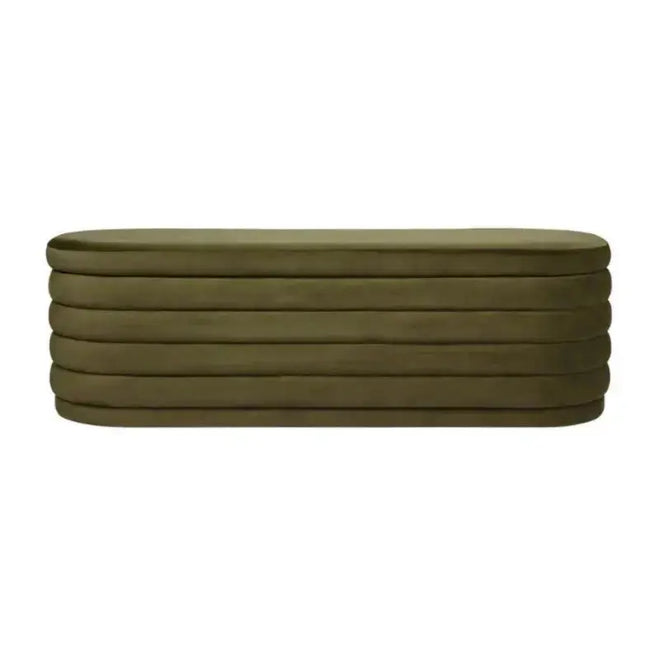  *Pre-order - Olive Velvet Storage Bench Ottoman Ottoman