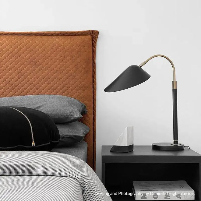 Wollombi Modern Bedside Lamp - Black & Gold