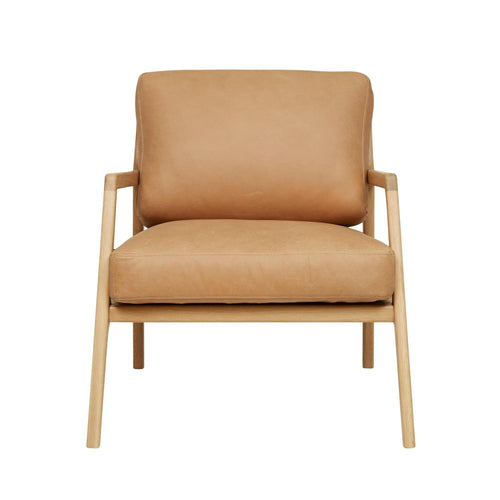  Sketch Nysse Designer Occasional Chair - Camel Leather - Light Oak Occasional Chair