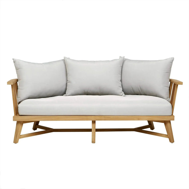  Sonoma Slat 3 Seater Outdoor Sofa - Snow - Natural Teak Sofa