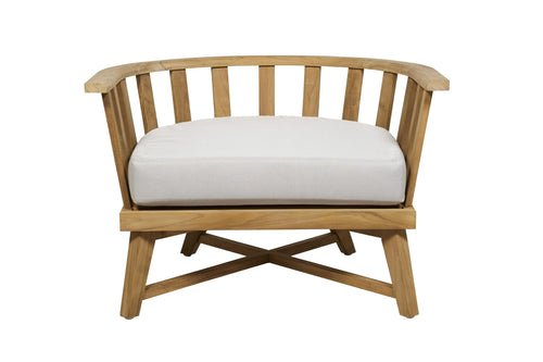  Sonoma Slat Occasional Outdoor Chair - Snow - Natural Teak Occasional Chair