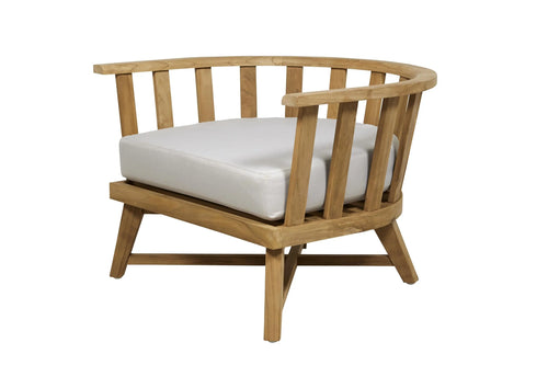  Sonoma Slat Occasional Outdoor Chair - Snow - Natural Teak Occasional Chair