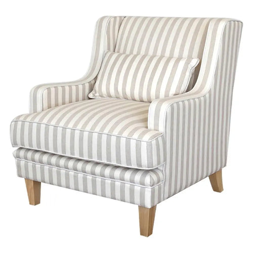  Suffolk - Natural & Stripe - Fabric Arm Chair Occasional Chairs