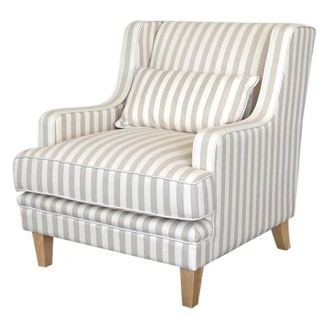  Suffolk - Natural & Stripe - Fabric Arm Chair Occasional Chairs