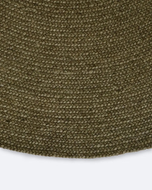  Tairua Round Rug - Moss Green Birch Braided Design Indoor rug